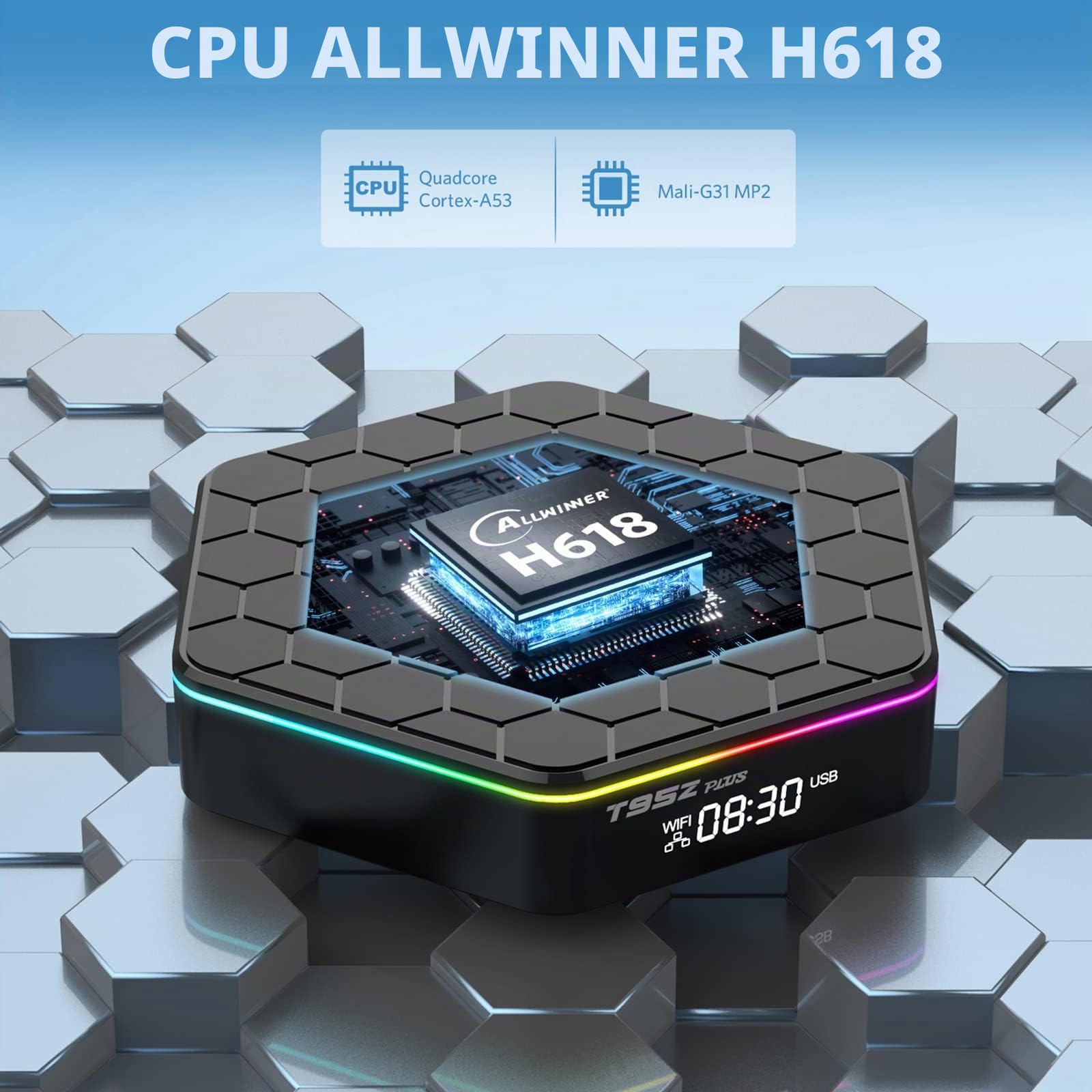 Android 12.0 TV Box, 4GB RAM 32GB Android Box ROM Allwinner H618 Quad Core 64-bit Support HD 6K/ 3D/ H.265 Ethernet 2.4/5G Dual WiFi BT 5.0