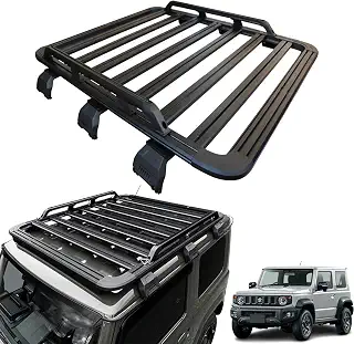 ＼即納／ PartPro ジムニー JB64W JB74W シエラ ルーフキャリア フレーム 耐荷重75kg ベースキャリア アルミ製 ルーフラック サイズ (約)158x127cm ルーフバー スキー ルーフバスケット ロースタイル フラットラック プラットフォーム スノーボード Tスロット 積載 取説付き キャンプ アウトドア 外装 2018y~ (ルーフラック本体+サイドアームAセット)