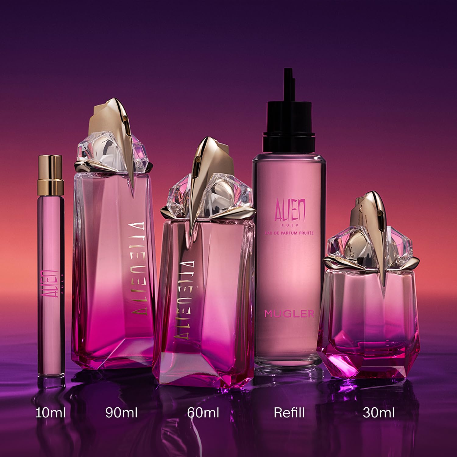 Mugler Alien Pulp Eau de Parfum, Perfume para Mujer, Fragancia Floral Frutal, Aroma Supra Delicioso, Jazmín Cremoso y Almizcles Aterciopelados en Icónico Frasco Recargable