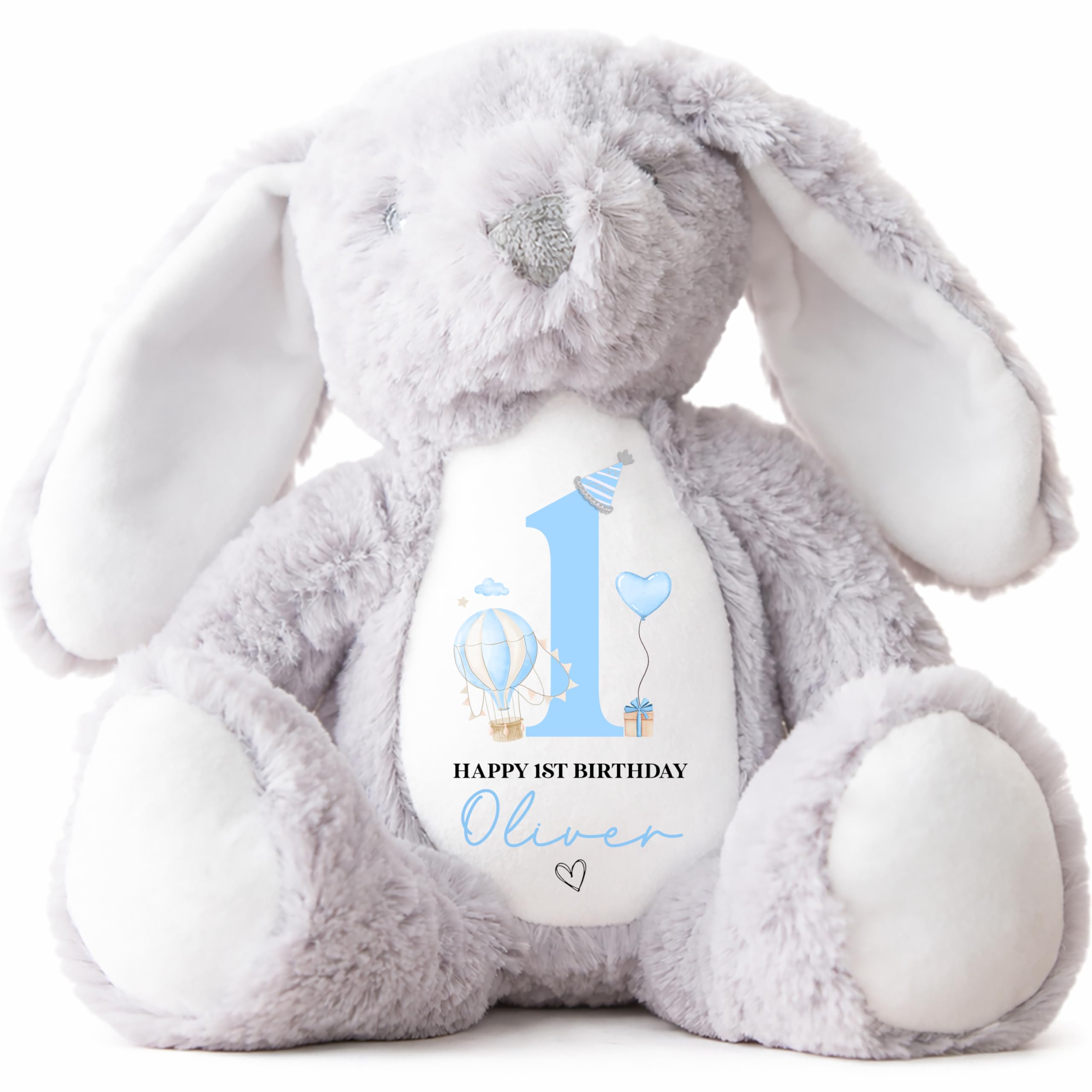 Personalised 1st Birthday Teddy | 1st Birthday Gift | First Boys Gift, Boy's 1st Present | Boys Teddy Bear, Blue Balloon