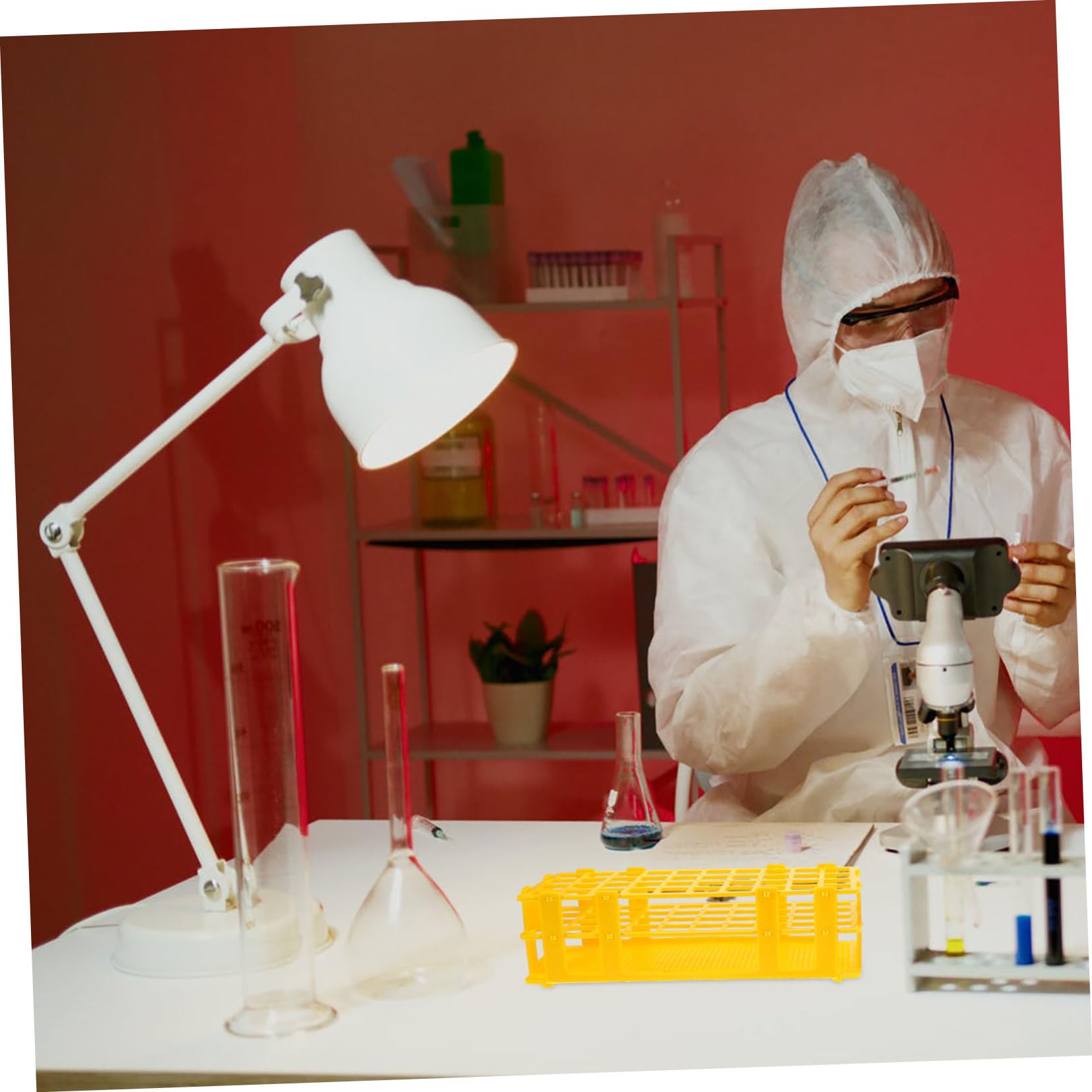 TOPBATHY 4pezzi Porta Provette Plastica per Laboratorio Supporto per Fiale di Campionamento Staccabile per Organizzazione di Campioni Chimici