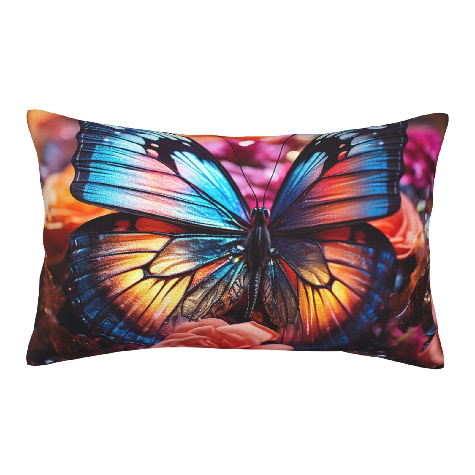 Velvet Pillowcases 20"x30" Ultra Soft Breathable Pillow Cases, Luxury Fuzzy Throw Pillow Covers with Zipper, Roses and Butterflies Pillow Shams All Seasons Decorative Cushion Cases for Couch