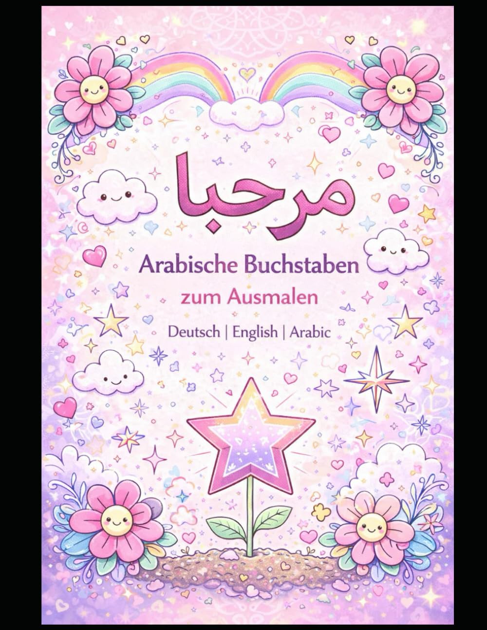 Arabisch lernen Malbuch für Mädchen, Arabische Buchstaben zum Ausmalen – Mit deutscher und englischer Übersetzung: Spielerisch Arabisch schreiben ... Motiven und Ornamenten (Ägypten entdecken)