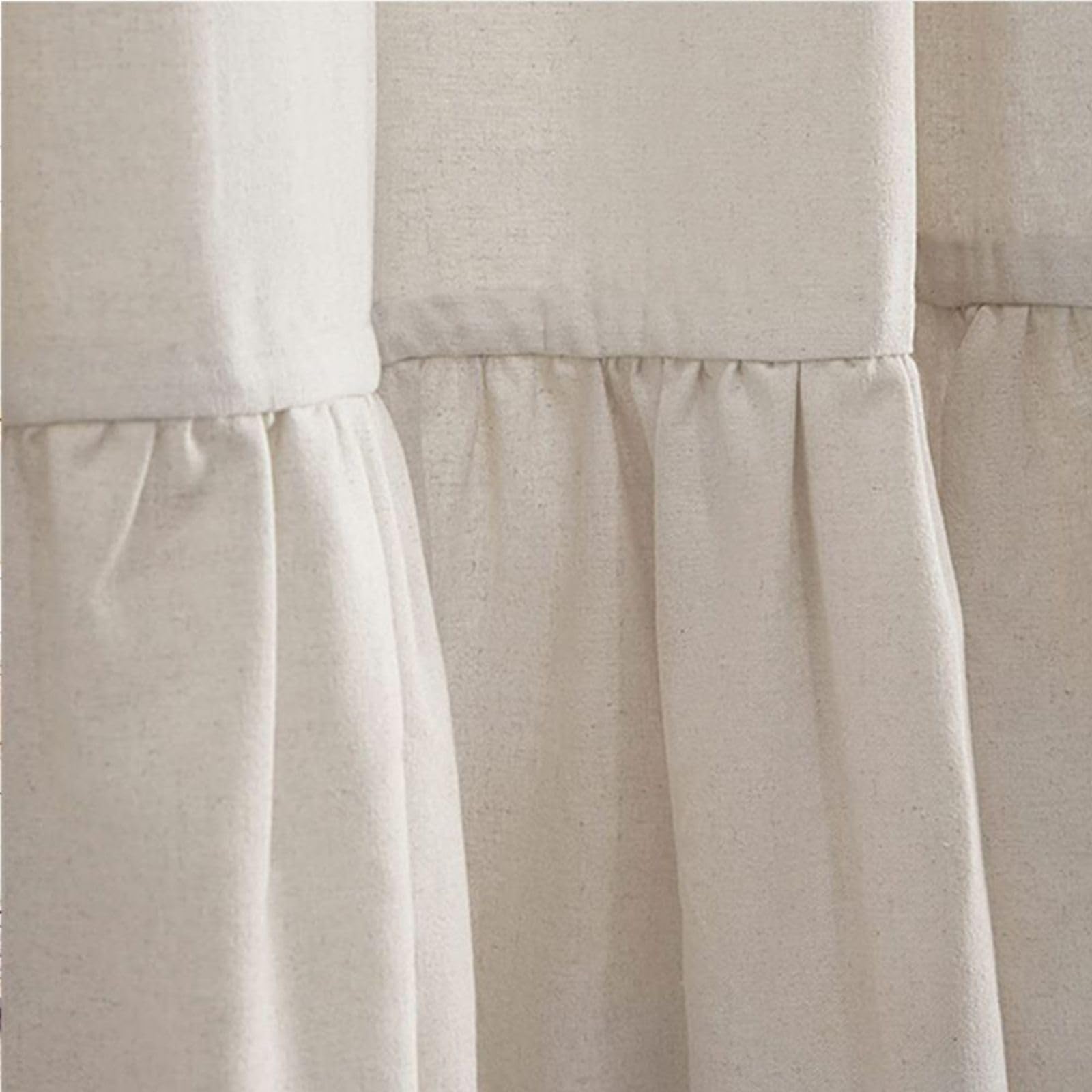 Tenda da doccia in lino con volant e tende oscuranti, stile rustico, vintage, spesso, stile country, per bagno e camera da letto, elegante accessorio per la casa