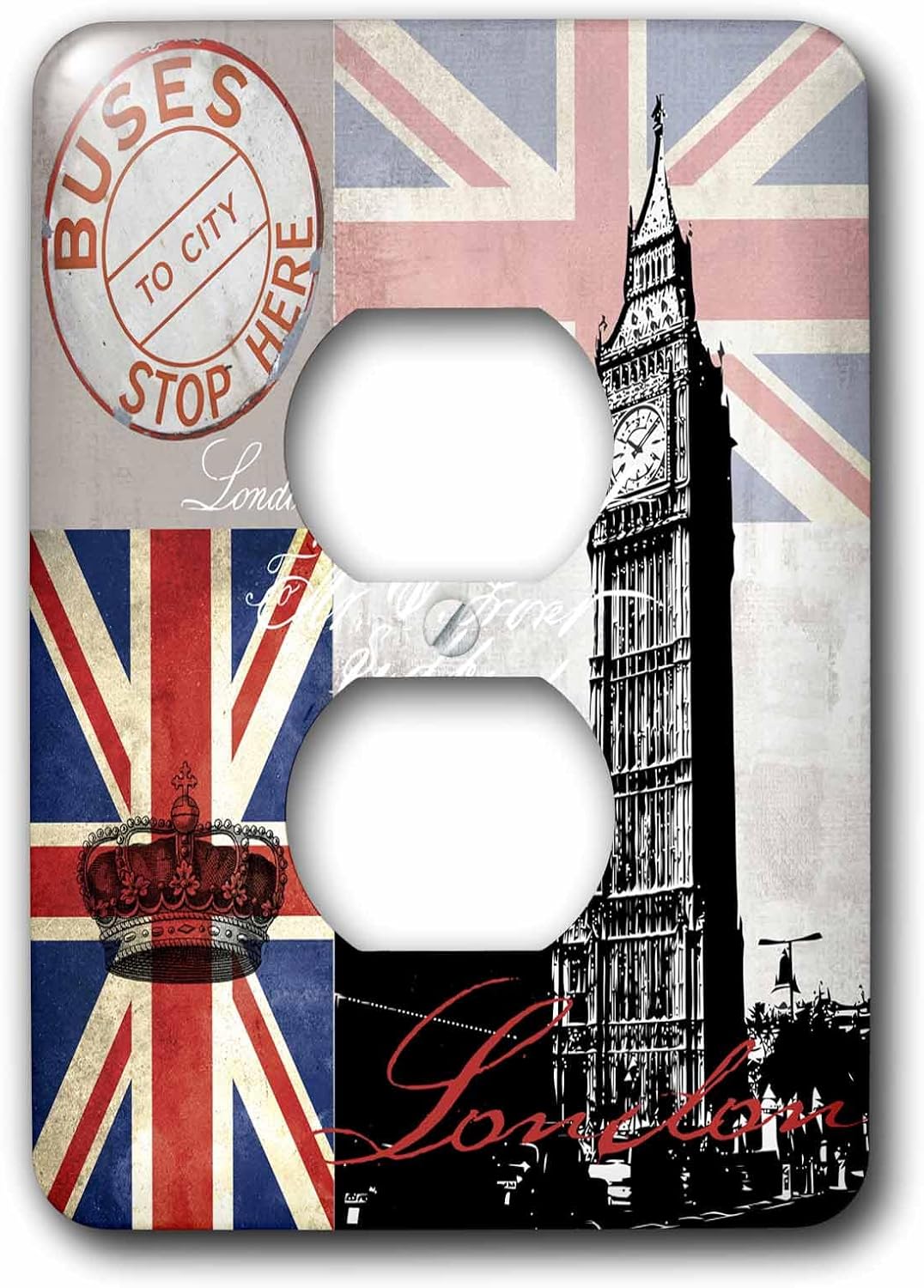 3dRose London Great Britain Illustration With Union Jack Flag double toggle switch