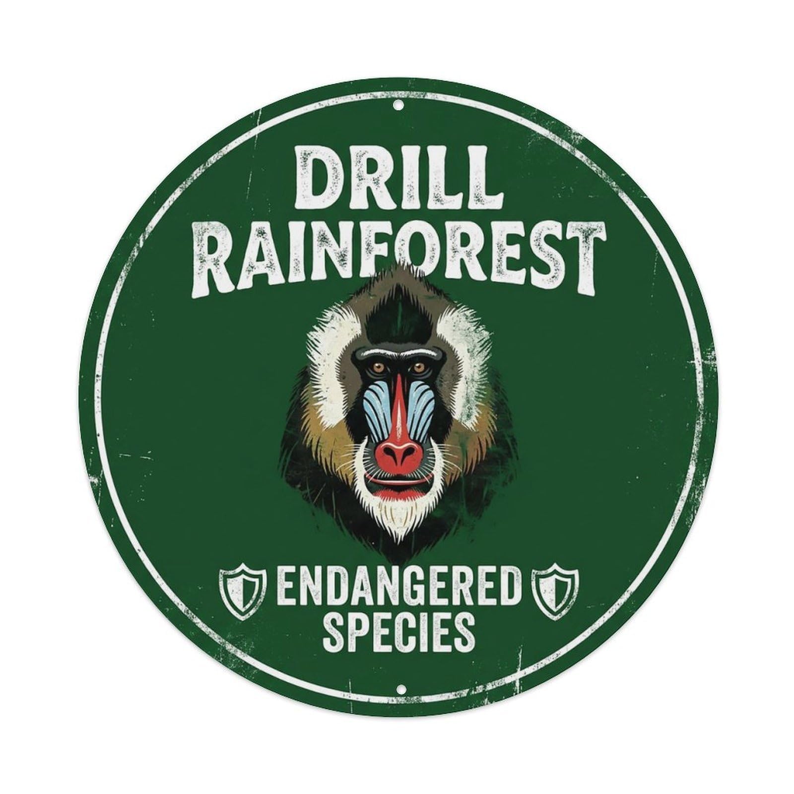Cxhjca 8X8inch(20X20cm) Drill Rainforest Endangered Species Metal Tin Sign