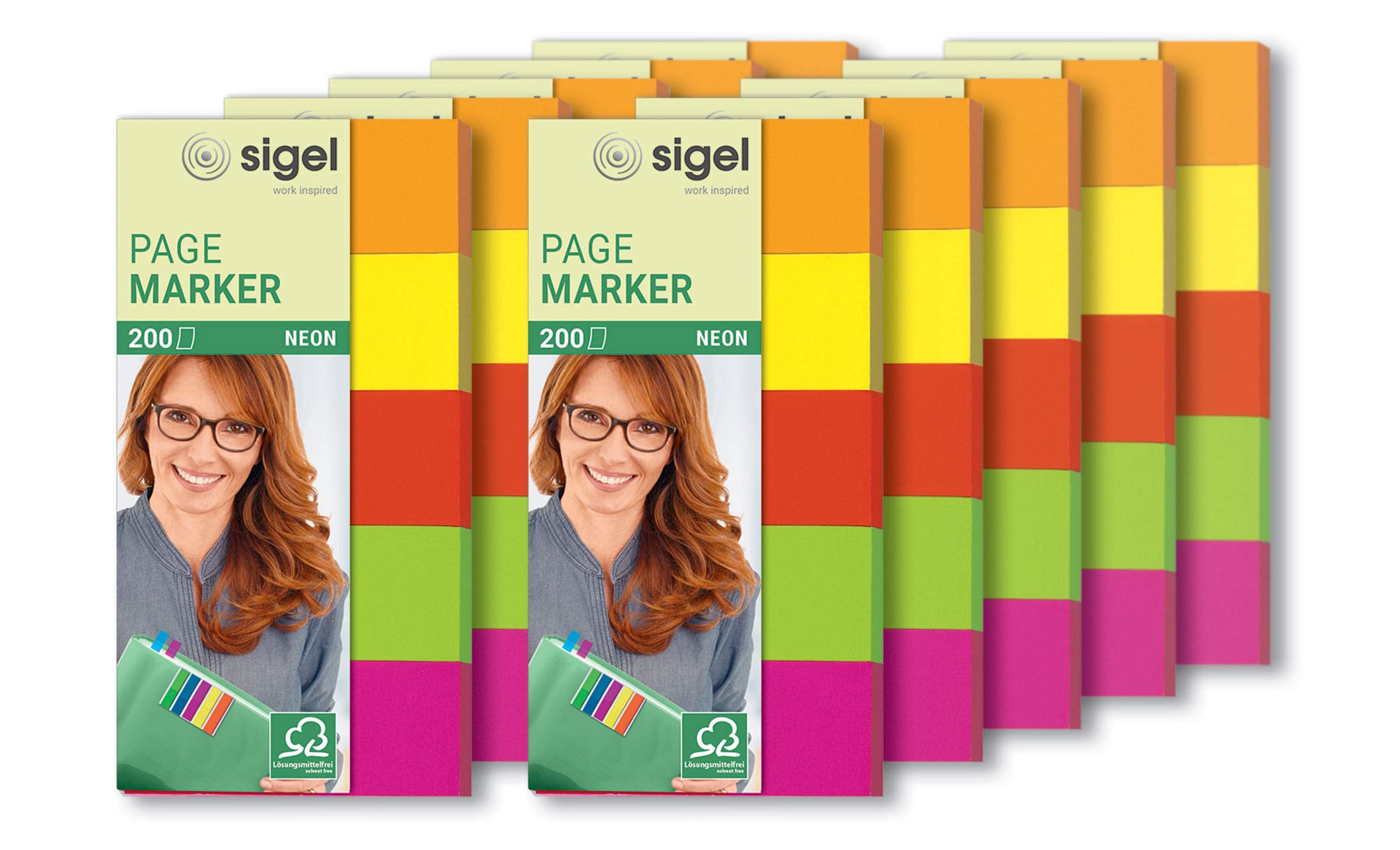 SIGEL Haftmarker Neon Papier 10er Pack 200 Streifen