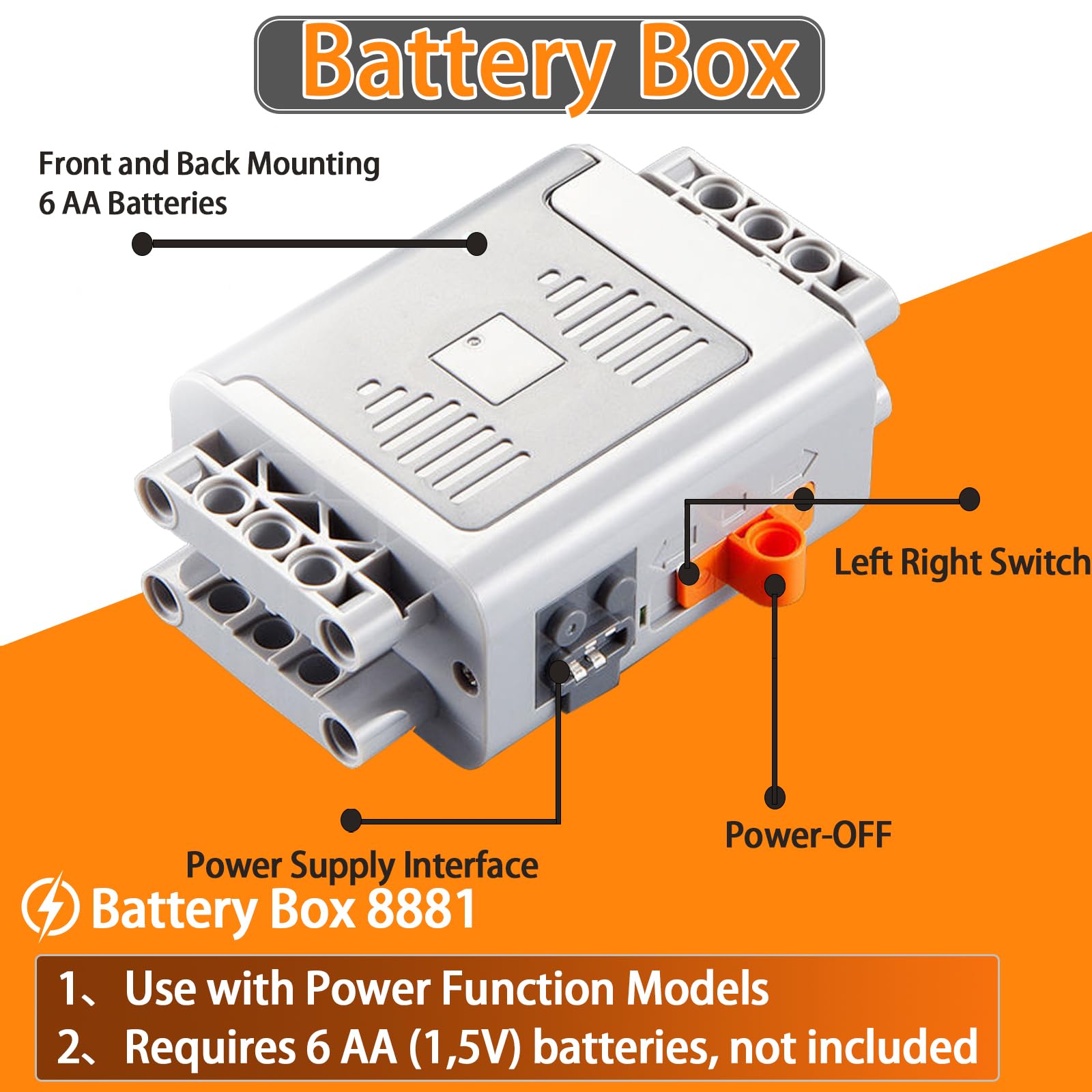 5-in-1 Motor Set Technic Motorized Kit Compatible with Lego: Power Function Battery Box, Technic Remote Control, Electric Motor, Engine Parts, Train Battery Pack, Remote Control (5 Sets) 1