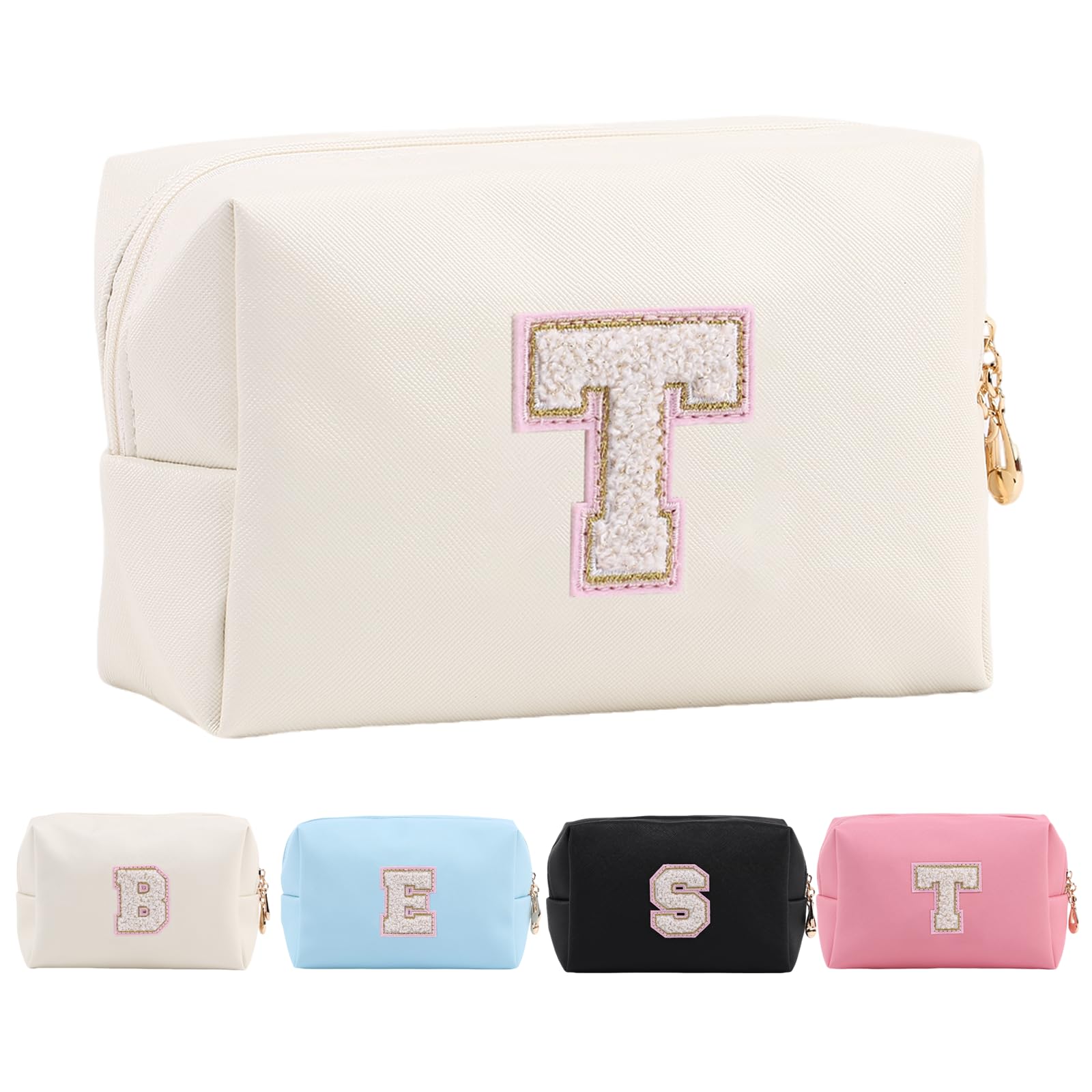 Personalized Makeup Bag,Waterproof Travel Makeup Pouch Cosmetic Bag Birthday Gift for Women Mom，Bride Bridesmaid Cosmetic Bag A-Z — view 55