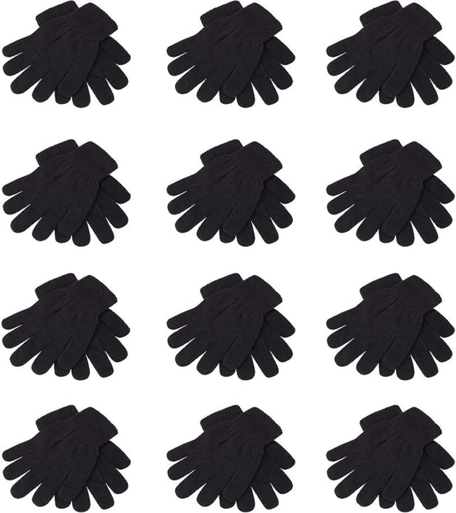 GM Apparel 12 Pairs – Thermal Gloves for Mens, Women’s Unisex Magic Stretch Gloves Mittens – Ideal Winter Spring Wear – Winter Warm – Indoor And Outdoor – One Size – Black