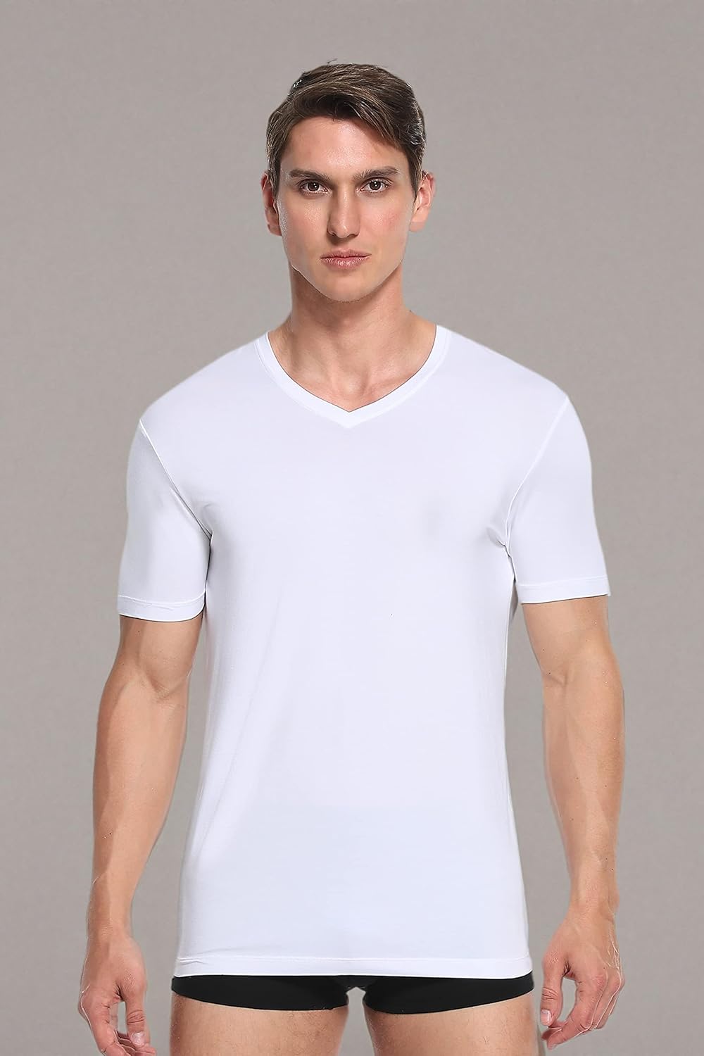 COLORFULLEAF Mens Bamboo Rayon Undershirts V Neck T Shirts Short Sleeve Slim Fit Tees Tag-Free 3 or 6 Pack - Image 9