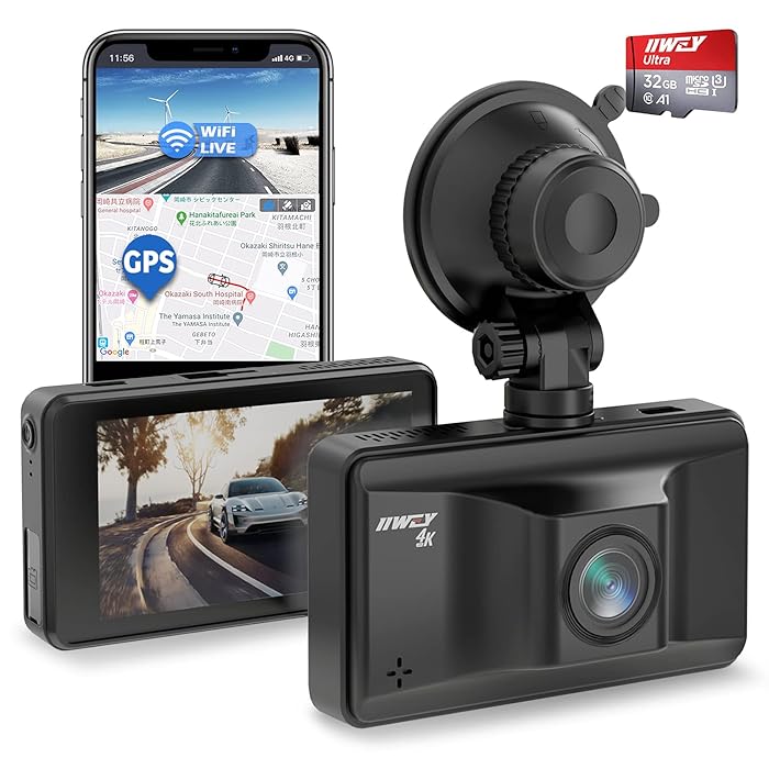 Buy iiwey Dash Cam Front WiFi, 4K GPS Dash Cam with Speed Showing, Dash