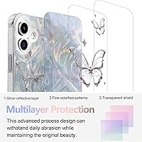 Vista 666 de I-MGAE-IN-AR - Funda diseñada para iPhone 12 y 12 Pro, diseño de mariposa plateada brillante, funda protectora de poliuretano termoplástico, suave