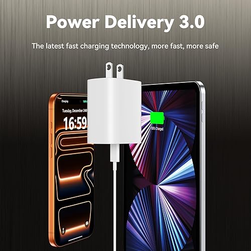 Miniatura 4 de Cargador para iPhone 15 de carga rápida, cargador de iPad de 10 pies de largo USB C a C cable de carga con bloque de carga rápida de iPhone de 20 W