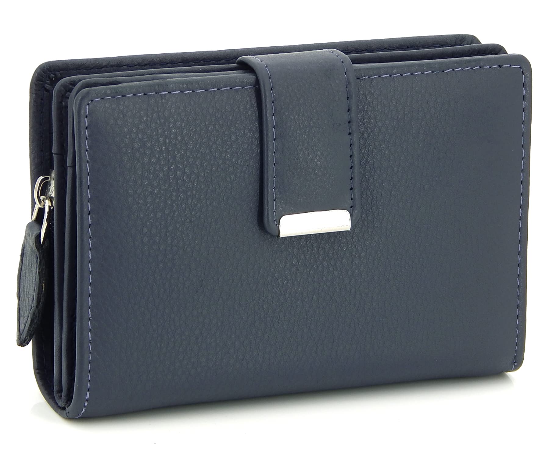 ekavaleWomen's Soft Leather Wallet with RFID Protection - Women's Wallet, navy, M, Purse