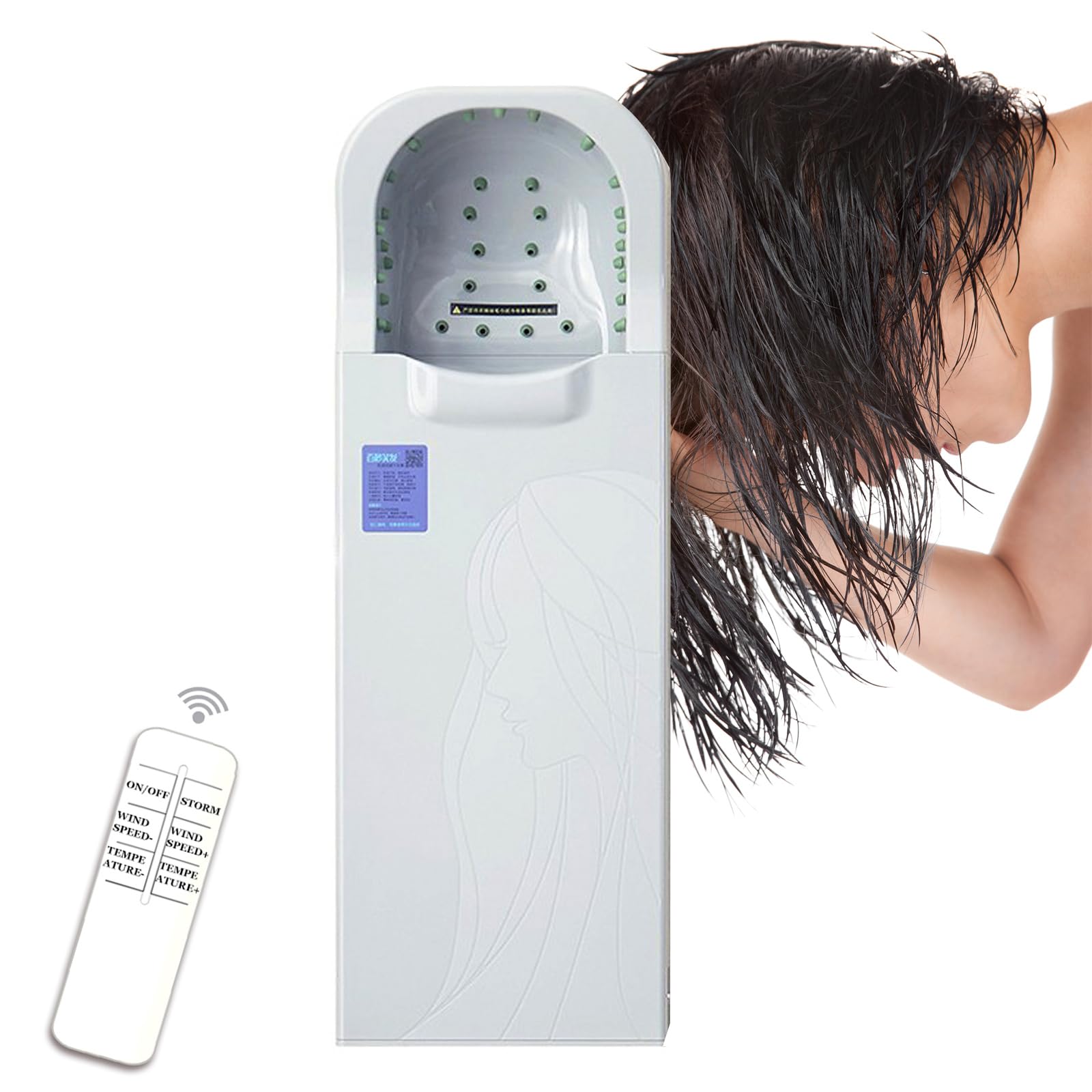 Standing Hair Dryer Wall-Mounted Lazy Hair Dryer Stand with Remote Control Intelligent Temperature and Speed Control Trash Collection
