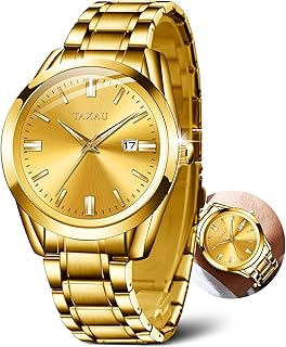 Mens Watches,Waterproof Stainless Steel Men's Watch,Analog Quartz Dress Men's Wrist Watches,Simple Fashion Mens Watches with Date(Silver/Black/Grey/Blue Dial)