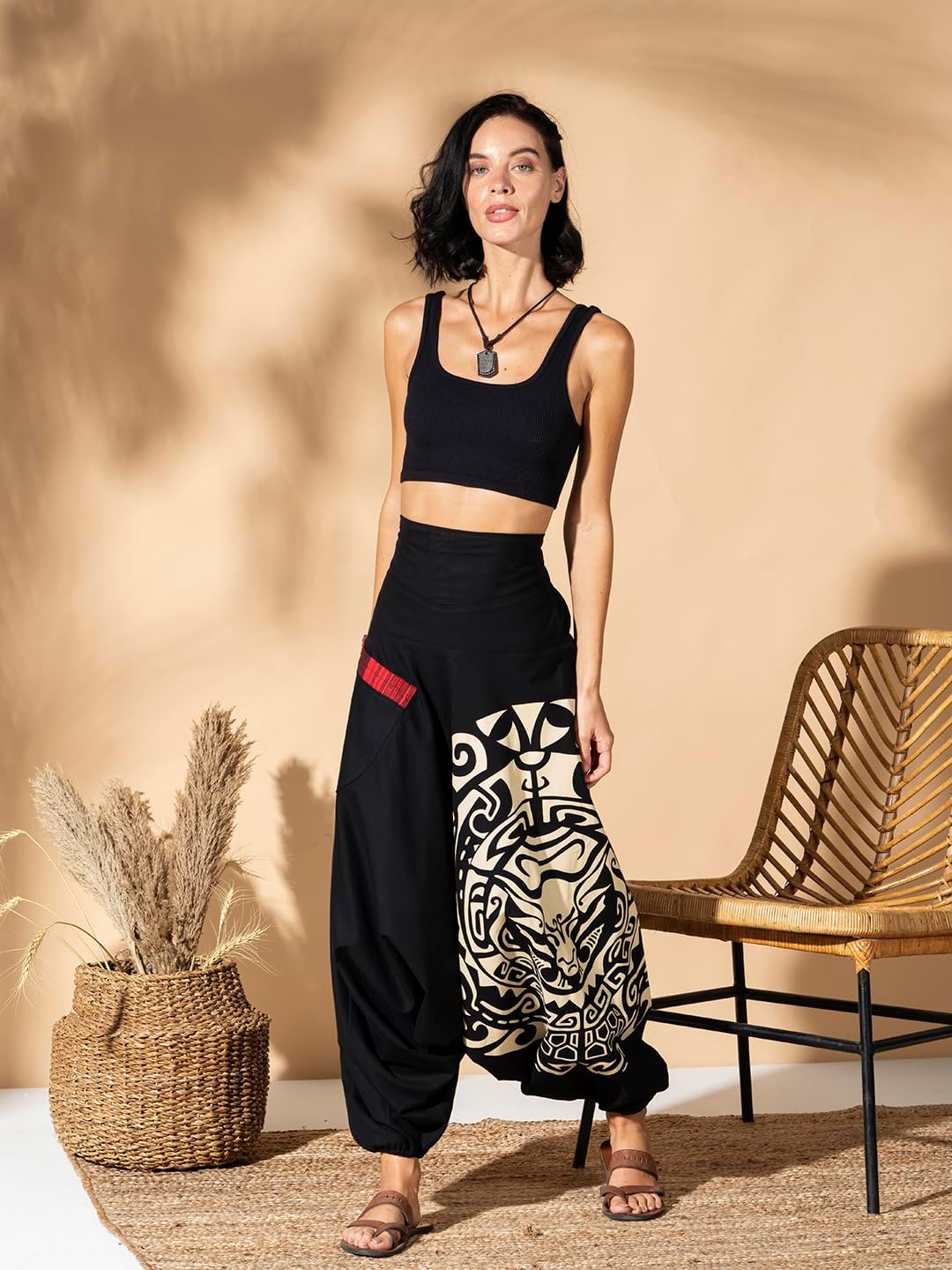 The Veshti Company Women's Printed Summer Harem Pants, Cotton Boho Hippie Casusal Oversized Palazzo Pant for Women - Image 2