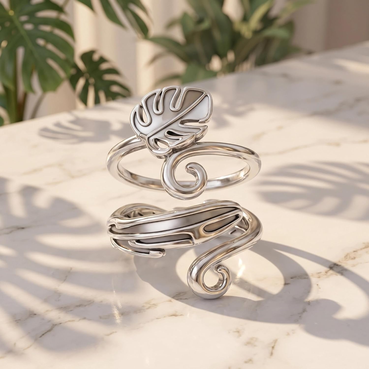 Yarn Tension Rings Adjustable Crochet Tension Ring for Finger Yarn Guide Ring for Crocheting Knitting Ring Crochet Accessories 4PCS (2 Pcs Leaves 02)