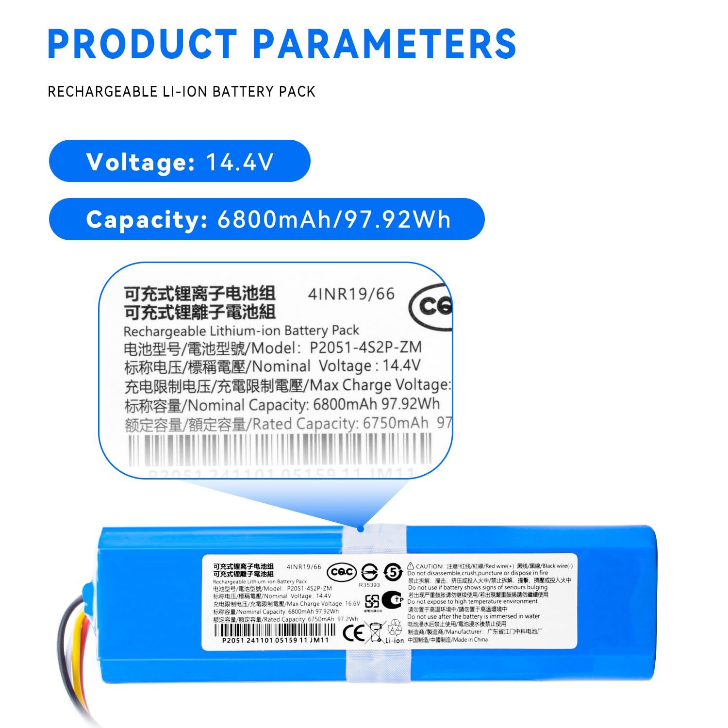 K KYUER Ersatz Saugroboter Akku für Xiaomi Roborock S50 S51 S52 S55 S60