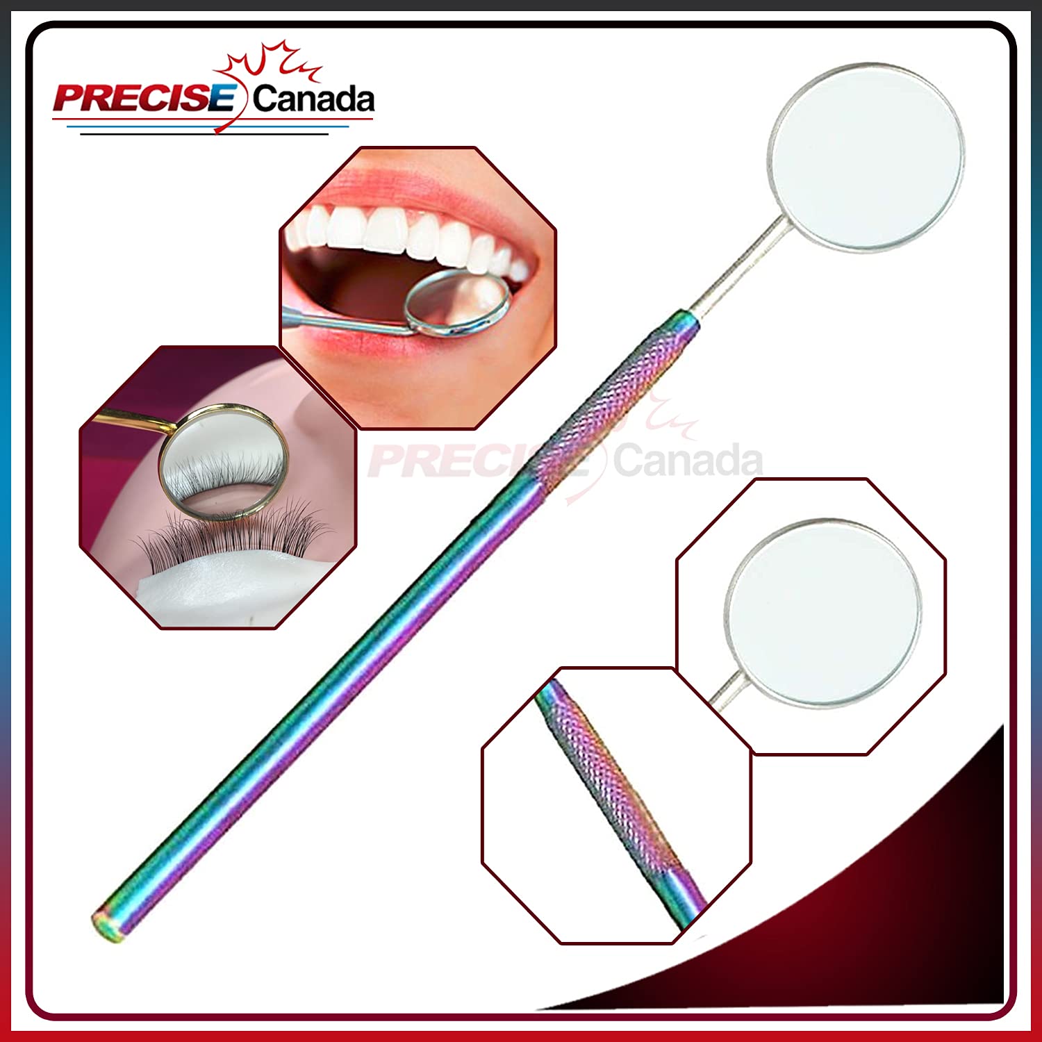 PRECISE CANADA Stainless Steel Dentist Dental Tools Mouth Inspection Examination Dental Mirror