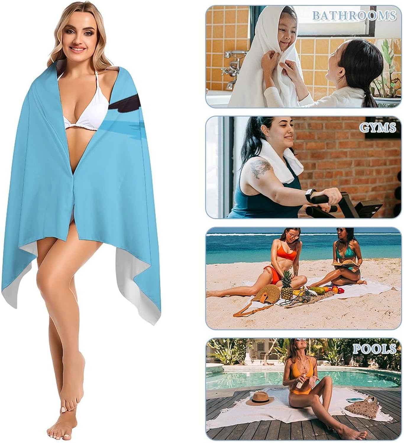 Travel Bird Blue Footed Booby Funny Beach Towel Sand Free Quick Dry Absorbent Bath Towels for Swimming Pool Yoga