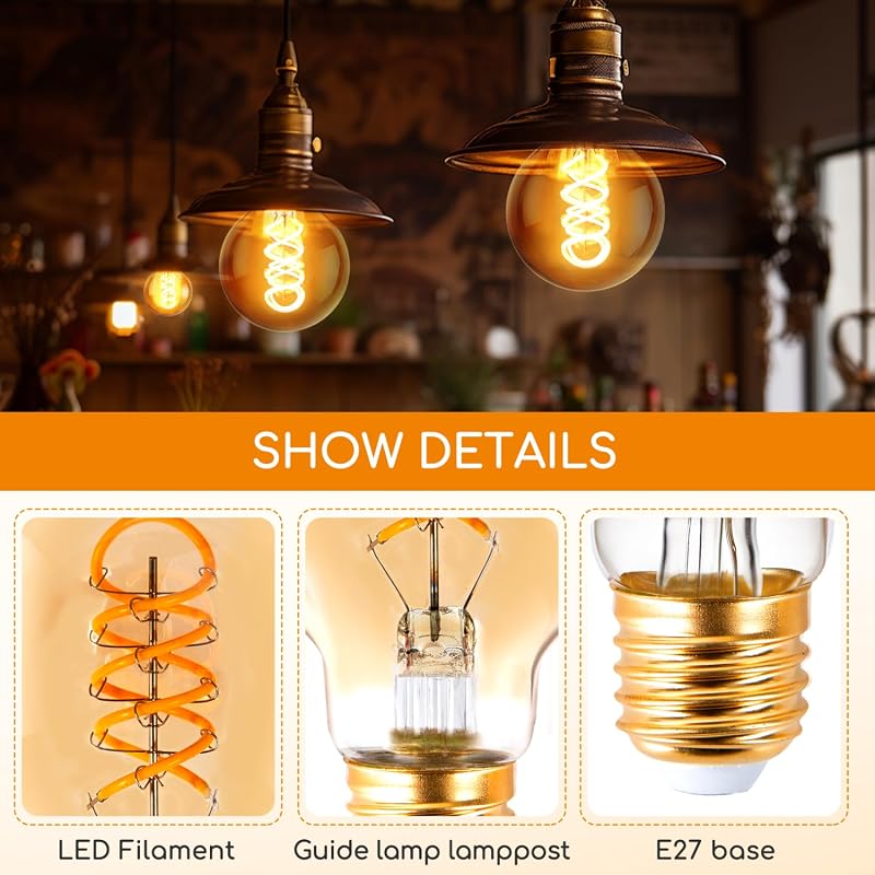 Aigostar LED E27 4W G80 Vintage Edison izzó meleg fehér 1800K 3db