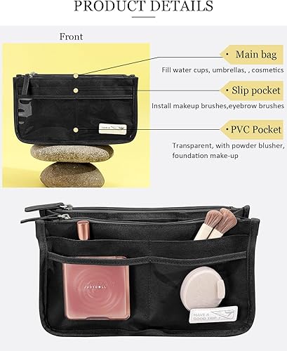 Miniatura 2 de Bolsa de cosméticos de viaje, bolsa de maquillaje de gran capacidad, bolsa de aseo portátil con organizador interno, bolsa de almacenamiento de