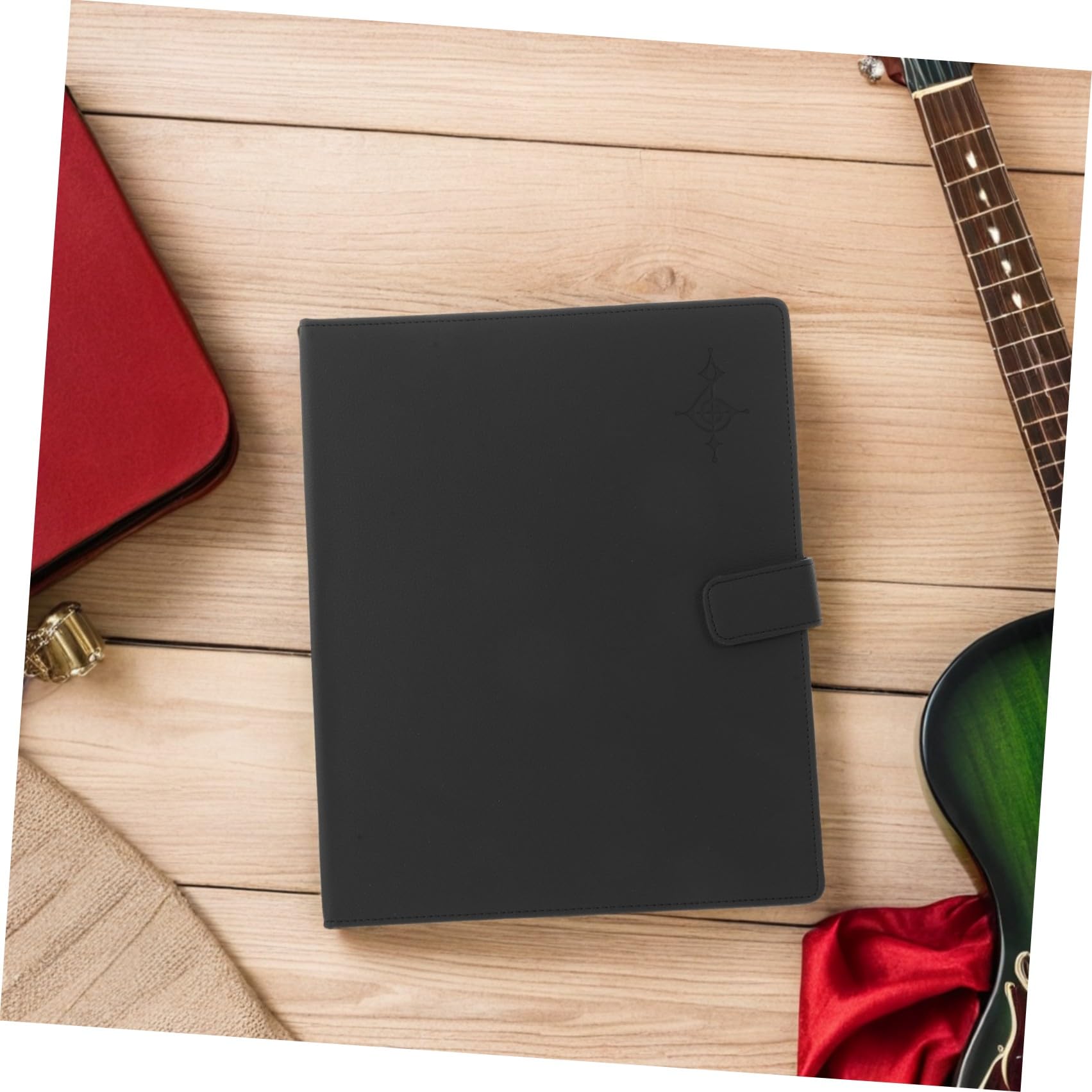 Alasum Carpeta de Partituras para Piano y Guitarra, Cuero Sintético Negro, 9 Anillas, con 30 Páginas Numeradas, Organizador Musical Versátil para Partituras Sueltas, Adecuado
