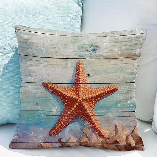 Miniatura 5 de Fundas de almohada de playa, estilo vintage, vida marina, estrella de mar, cojín náutico, para playa, acuarela, océano, náutico, costero, funda de