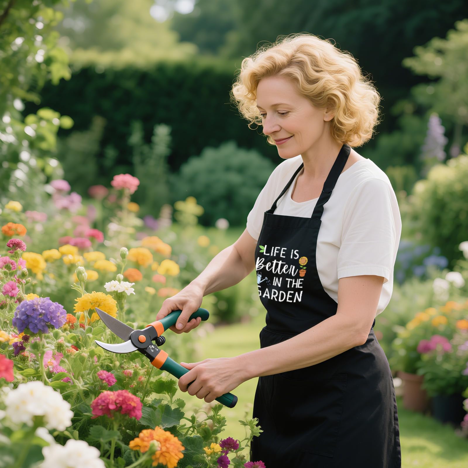 Delantal de jardinería para mujer con bolsillos, ajustable, divertido delantal de jardín, regalo para jardinero, mamá, esposa, amante de las plantas