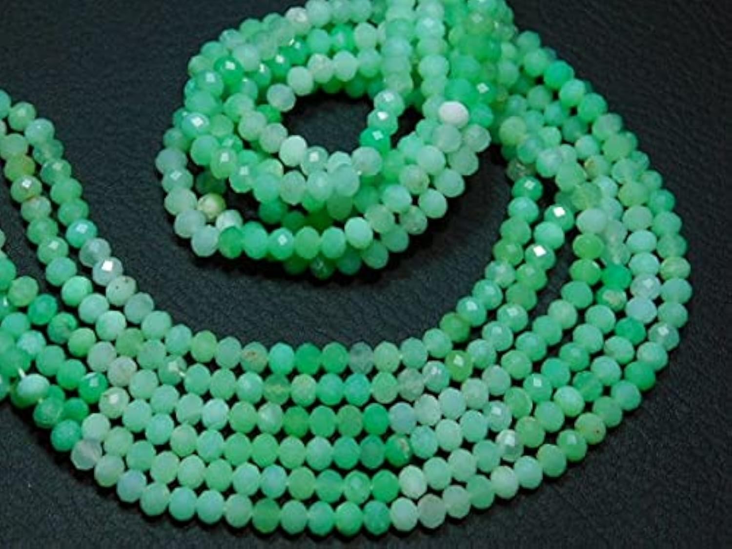Chrysoprase micro cut rondelles 4.50mm l'âme des pierres fines