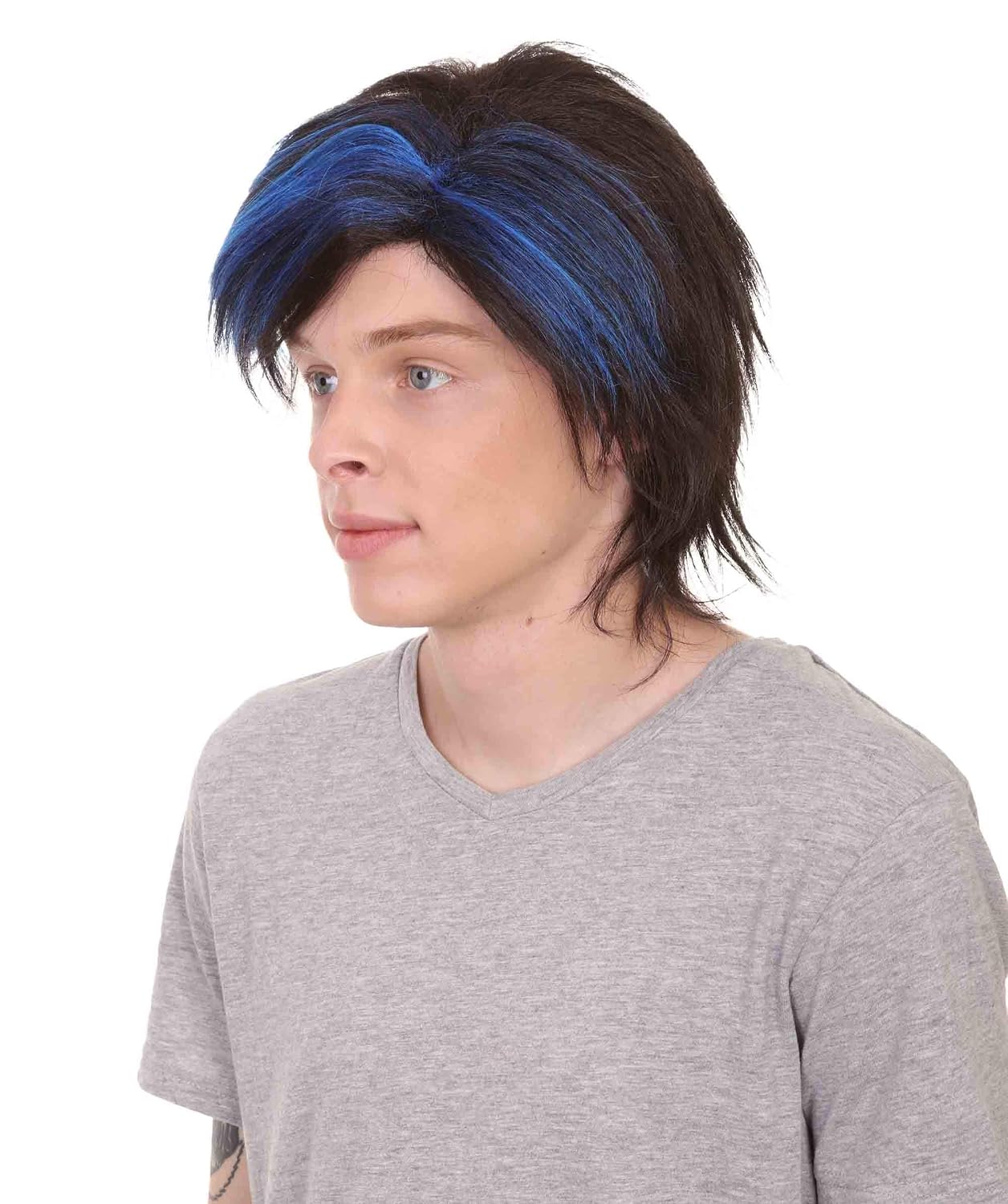 Halloween Party Online Men's Comic Book Mutants Nightcrawler Wig | Adult Blue & Black TV Movie Wigs for Men | Ideal for Halloween Cosplay Party, Theater, Costume Party or Group Performance