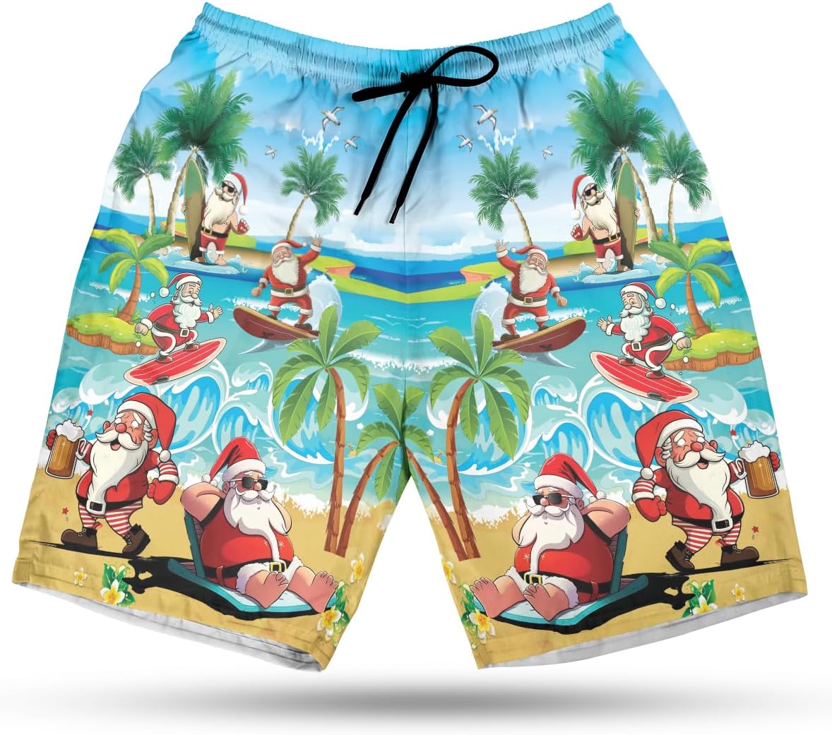 Men's Xmas in July Swim Trunks - Santa Claus Quick-Dry Hawaiian Swim Shorts for Men Series 26