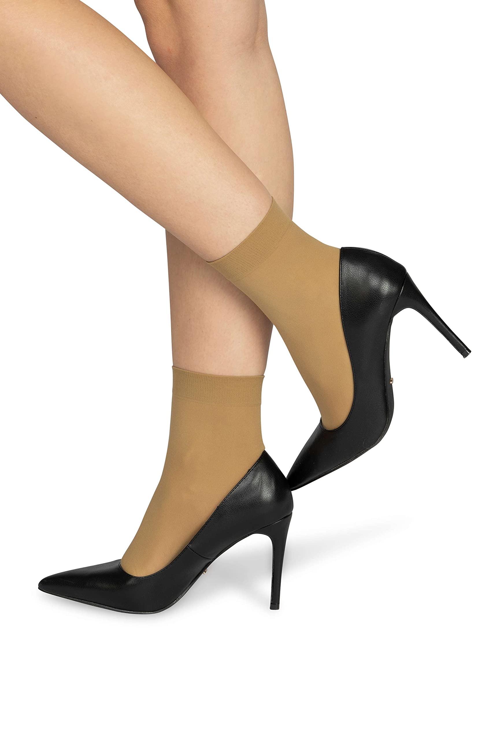 NOQ Women Socks Above Ankle Plain 40 DEN Opaque Microfiber Matte Classic with Comfort Top One Size Casual Office Ladies Socks Mira, Escala