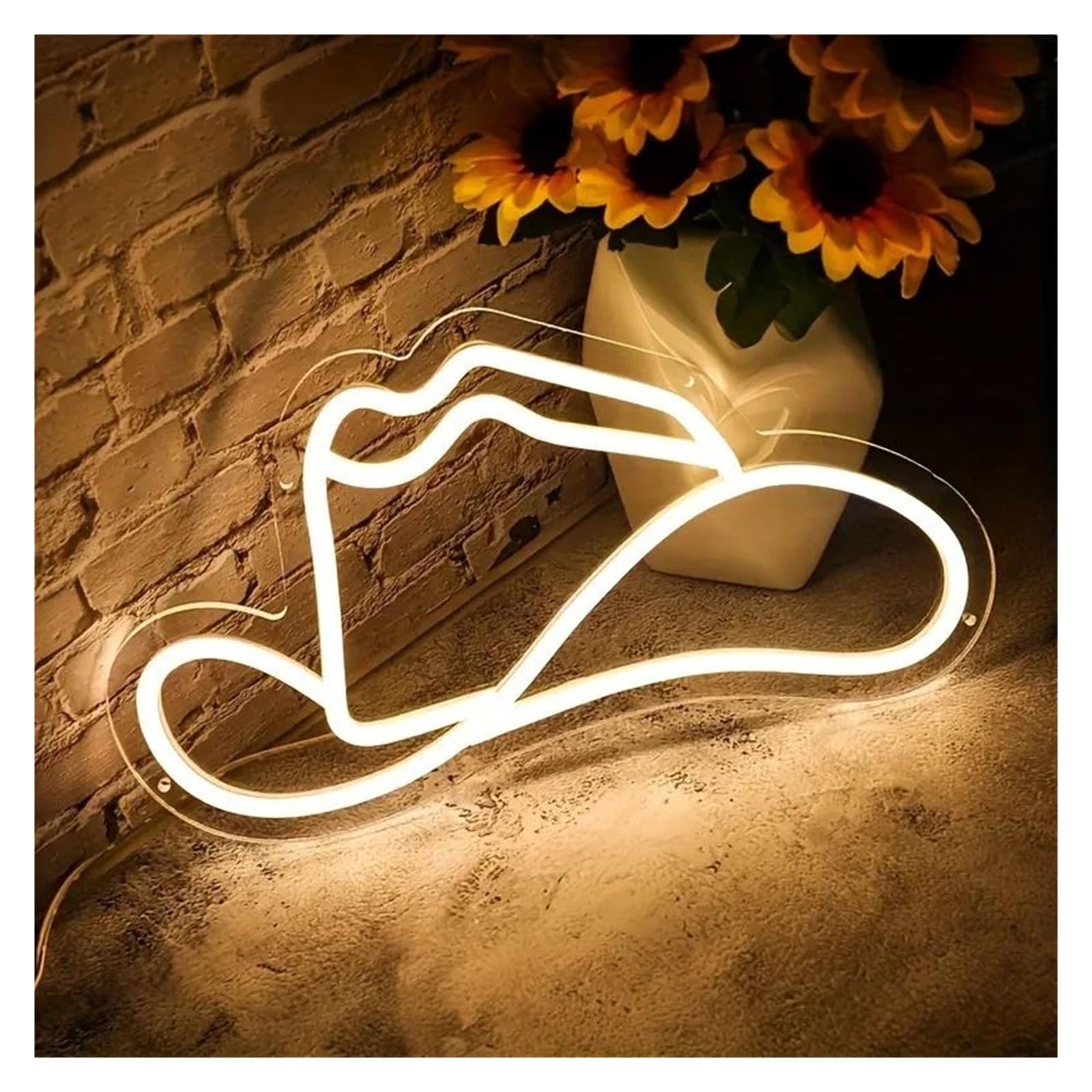 LEMST Sign Lamp Cowboy Hat Neon Sign USB Powered Creative Neon Light for Concert Music Tavern Decor 17.94cmx32.5cm(F)