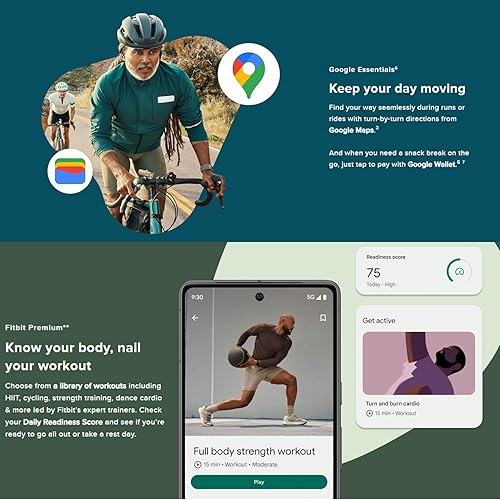 Miniatura 9 de Fitbit Charge 6 Fitness Tracker Watch con Google Apps (negro) Paquete con 3 correas de reloj cómodas de silicona PremGear 3, cable de carga de 3