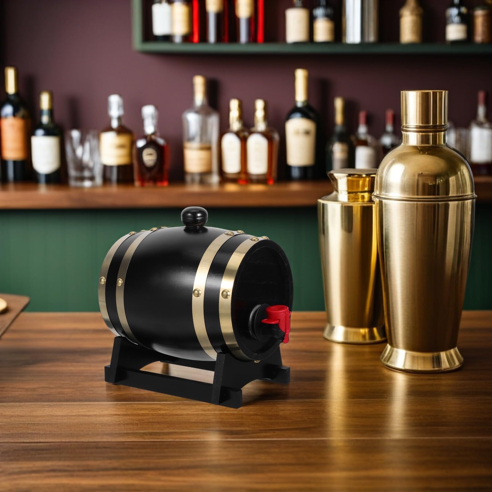 Cabilock Barril de Whisky de Roble Barril de Madera para Vino y Cerveza Dispensador con Grifo para Fiestas y Uso Doméstico