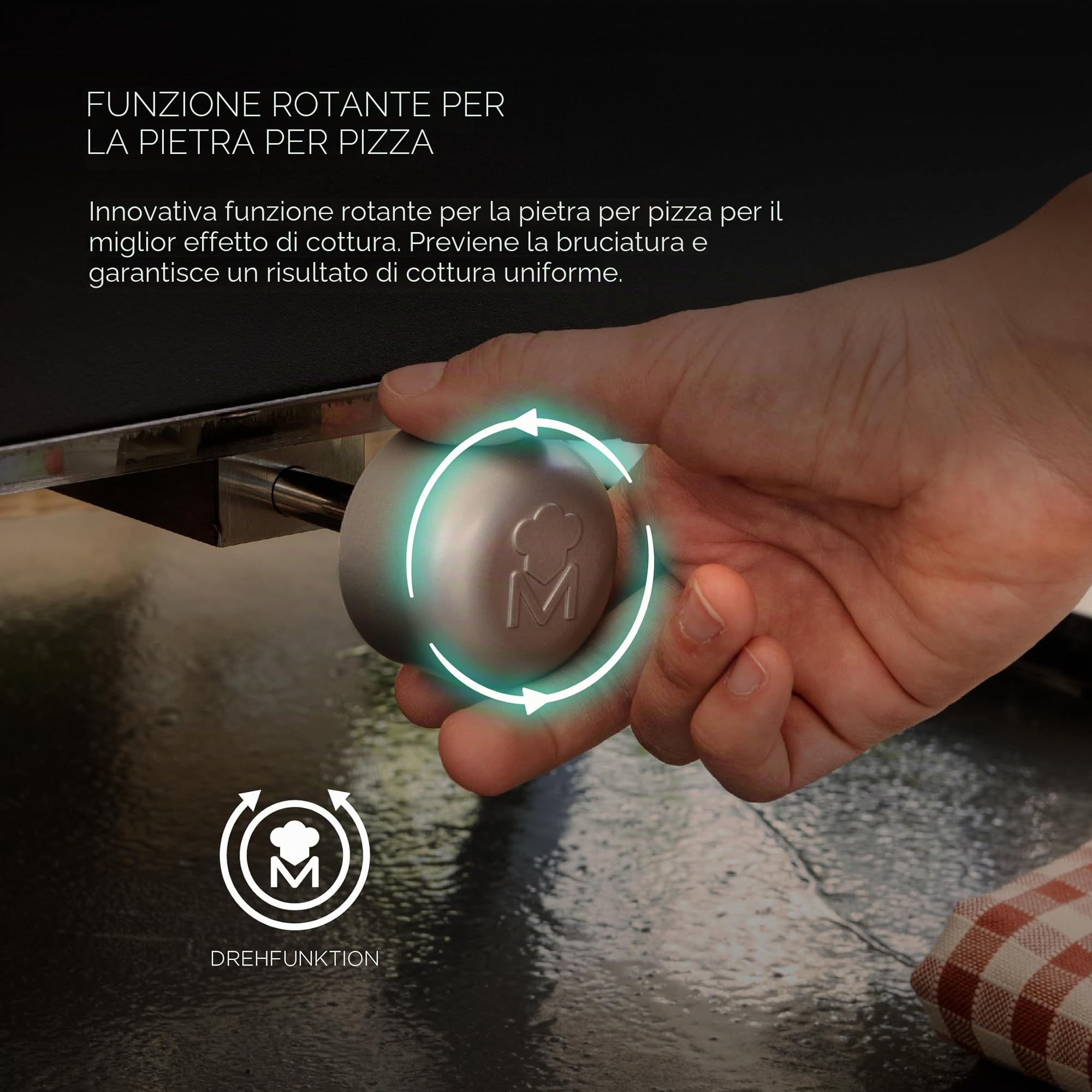 MasterPRO Napoli - Forno per pizza a gas con funzione girevole per una distribuzione uniforme del calore - Potenza fino a 500 °C - Pizza in 60 secondi - Borsa per il trasporto e vassoio in pietra