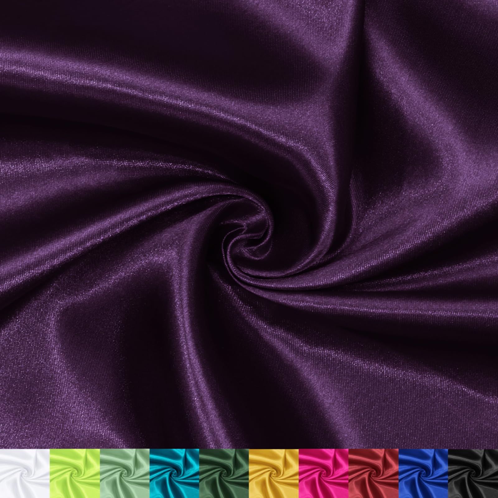 P Pothuiny 3 Yards x 55 Inch Wide Dark Purple Satin Fabric by The Yard, Silky Charmeuse Satin Fabric for Bridal Wedding Dress Decor DIY Apparel Crafts
