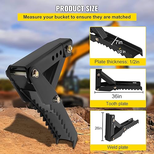 Miniatura 3 de VEVOR Accesorios para el pulgar de la excavadora de retroexcavadora, 36 pulgadas de soldadura extrema ajustable en la retroexcavadora, abrazadera de