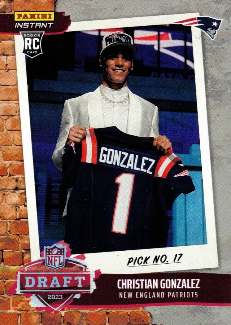 2023 Panini Instant Draft Night Football #DN30 Christian Gonzalez Rookie Card Patriots - Only 722 made!