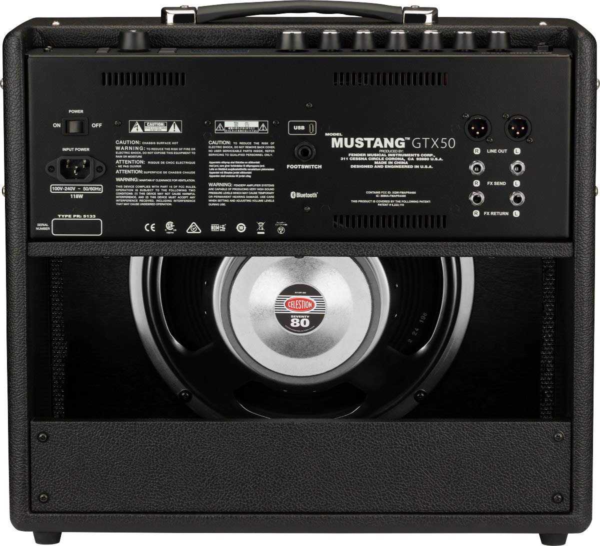Fender Mustang GTX50 Modeling-Verstärker, Combo 230 V, Schwarz 