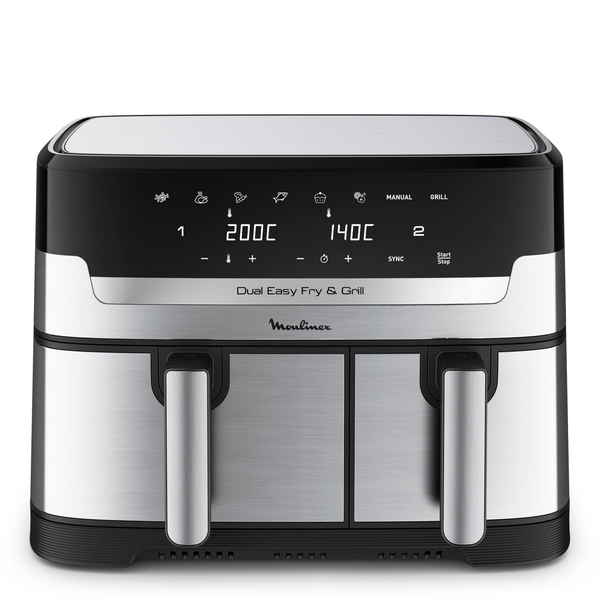 Moulinex Dual Easy Fry EZ905D20 Freidora de Aire Doble 8.3 L 2450 W Acero Inoxidable