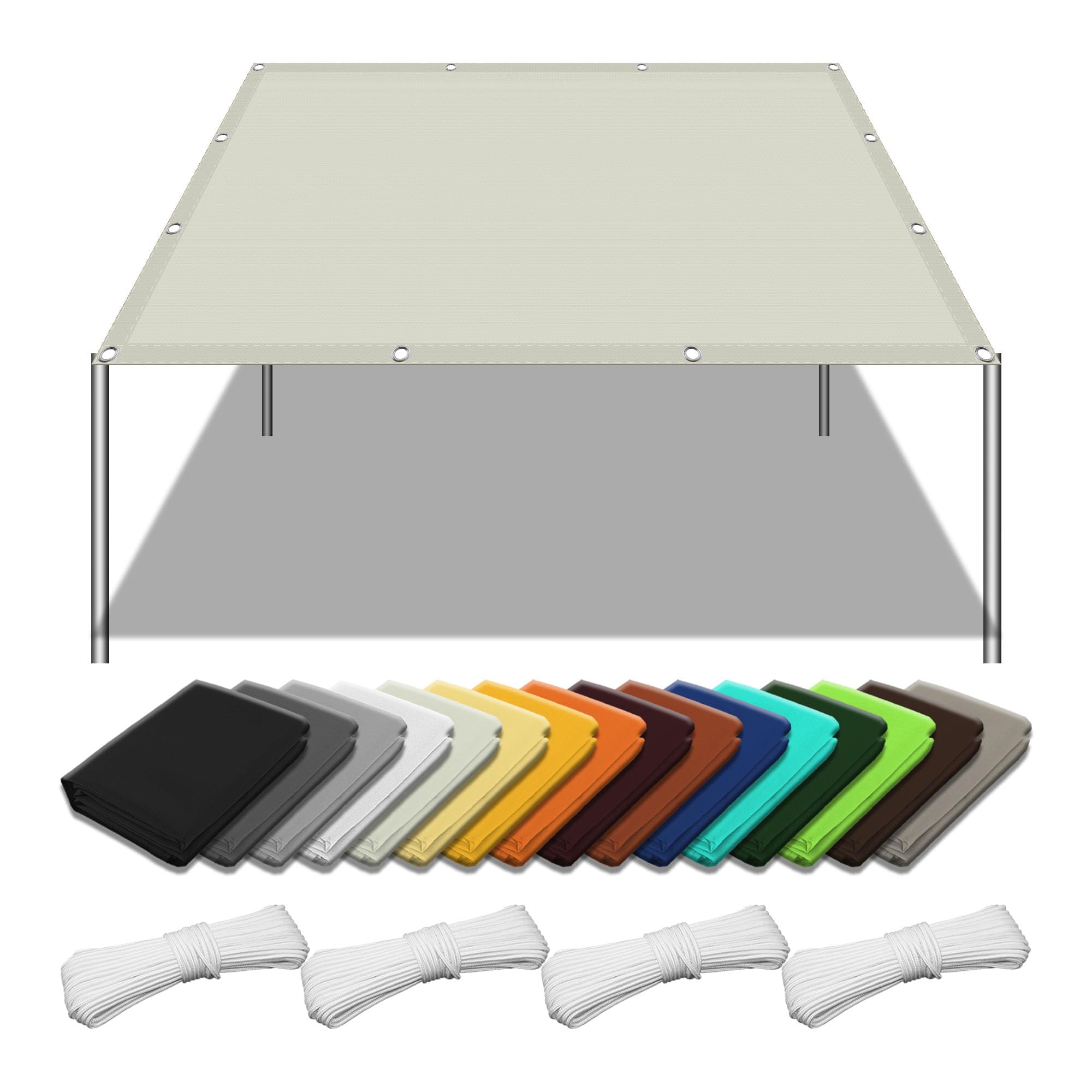 Zonwering Weefsel Net 40 x 250 cm Zonweringnet Schaduwdoek Zonnetnet Schaduwzeilen met 4 Touwen Duurzaam Perfect Voor Tuin Balkon Terras Camping, Lichtgrijze