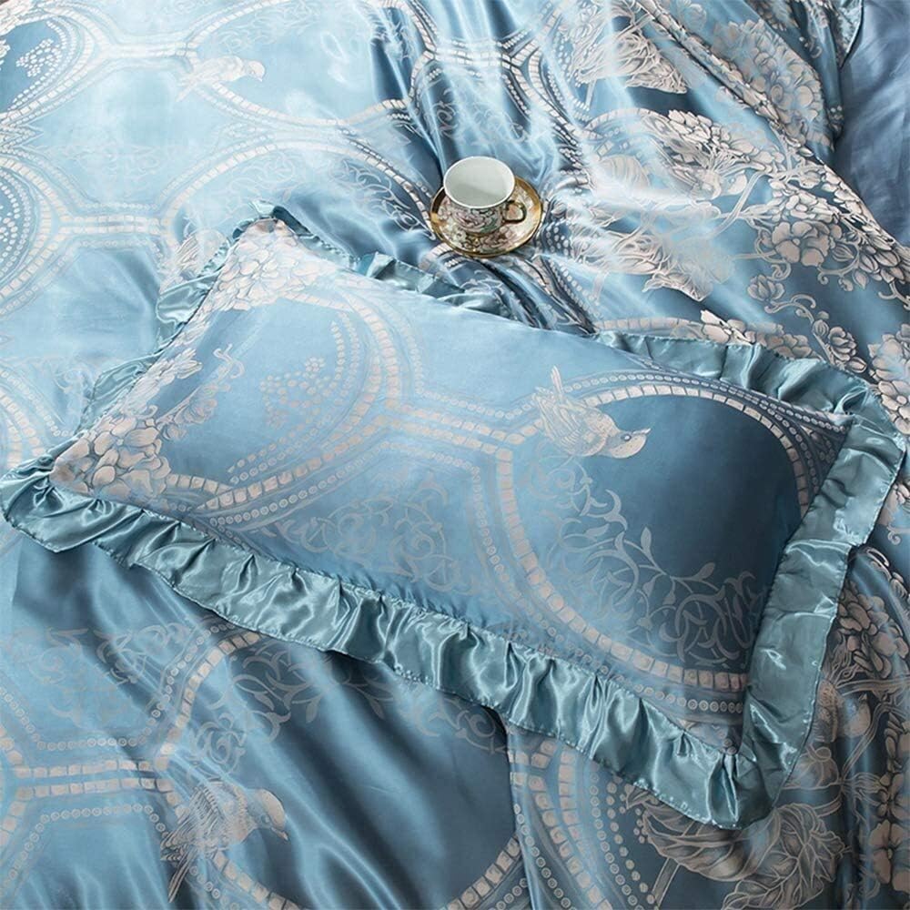 Genuine Silk Bedding 4 Piece Set Silk Duvet Cover Villa Silk Floss High Archives, 100% Soft Mulberry Silk Bedding (Color : 4, Size : King) (16 King)