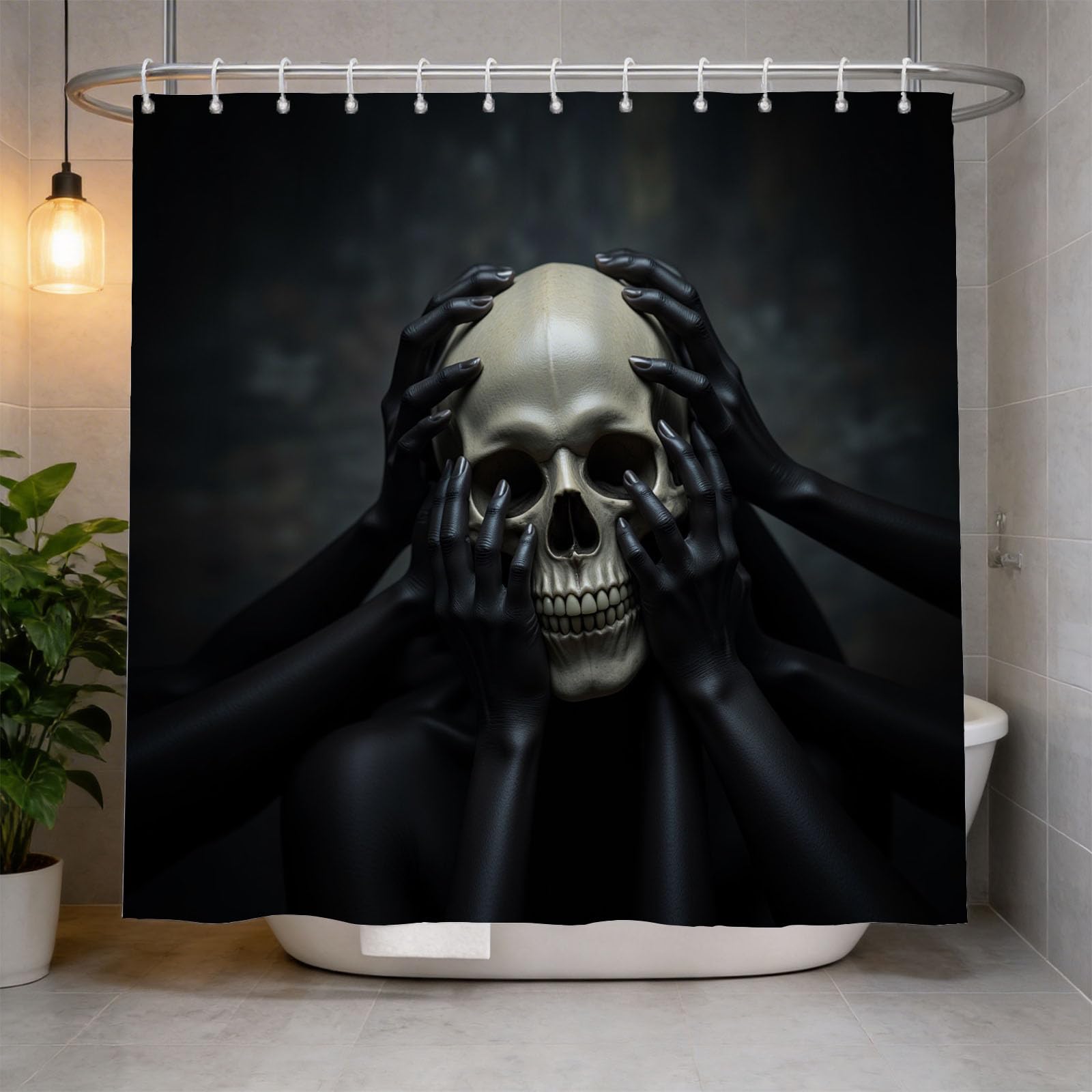 Hongduo 3D Skull Shower Curtain for Stalls Bathtubs Simple Bathroom Decor Shower Curtain Set Polyester Fabric Waterproof 200x200cm/79X79 Inch with Hooks