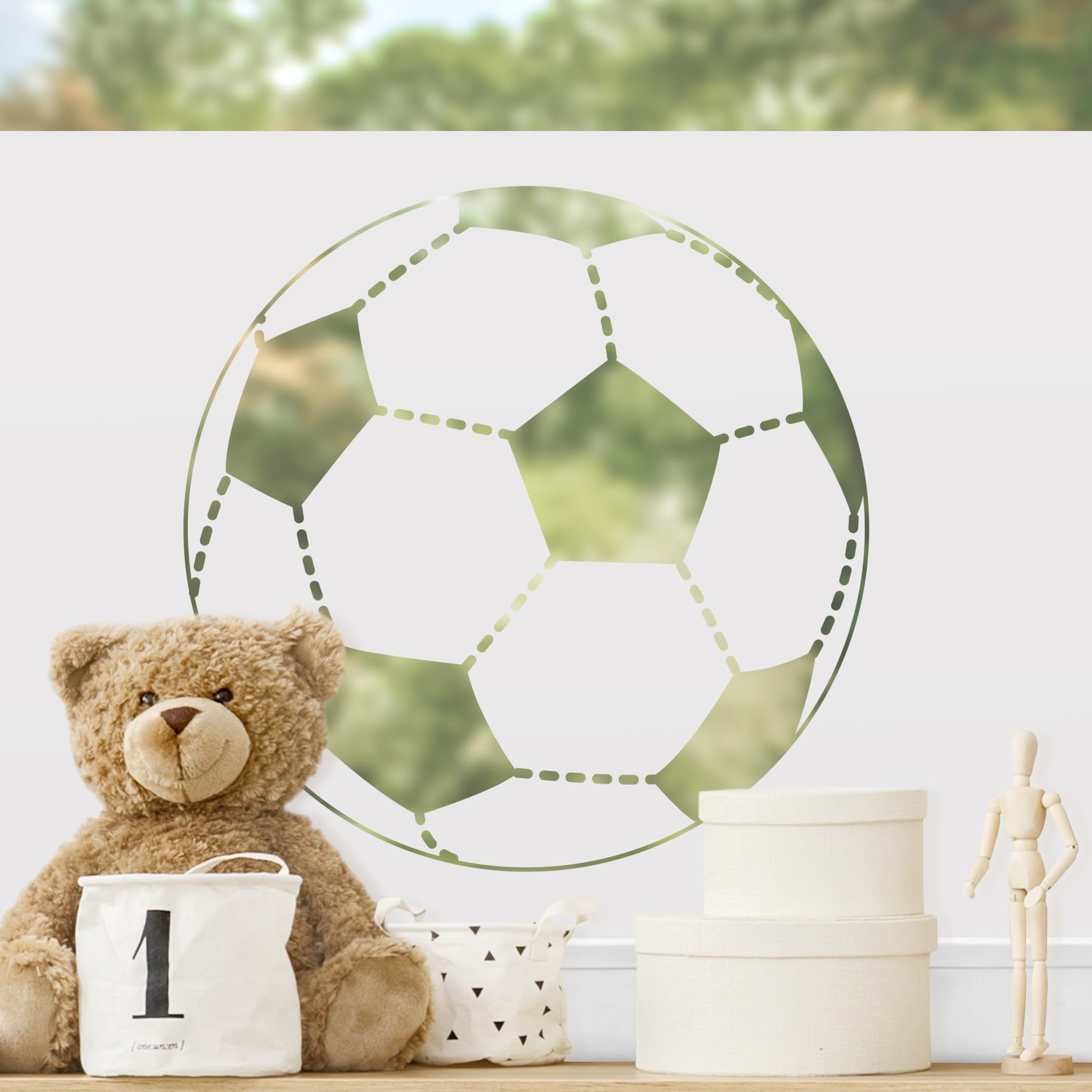 Fensterfolie statisch haftend Sport Sichtschutz Milchglas - Made in Germany - Fußball Modern Blickdicht Scheibe Innen Kinderzimmer Glas 1671 (60x60cm)