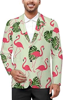 Amazon.com: Tropical Flamingo Palm Leaves Blazer for Men Suit