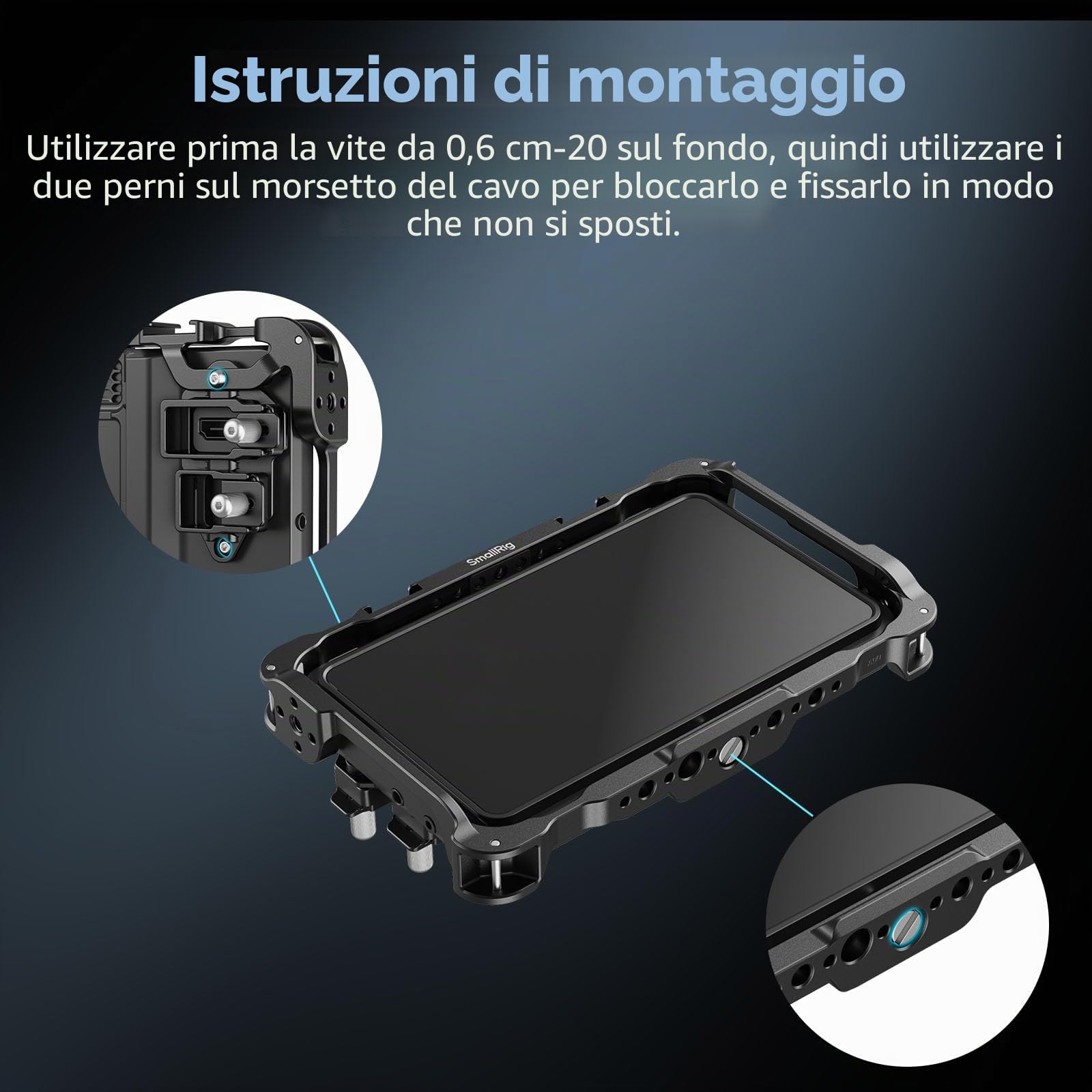 SMALLRIG Kit Gabbia per Monitor per Atomos Shinobi II, con Parasole, con Protezione per lo Schermo, Peso di Soli 96,3 g, con Fori Filettati da 1/4"-20-5030